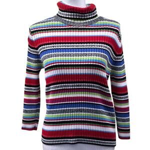 Fisher Hill multi stripe turtleneck sweater, ski lodge, retro, cozyCa, layering